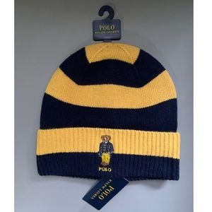Ralph Lauren Polo Bear Striped Knit Beanie